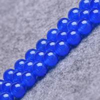 Lila Chalcedon, blauer Chalzedon, rund, DIY & verschiedene Größen vorhanden, blau, verkauft per ca. 38-39 cm Strang