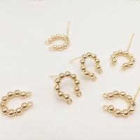 Brass Earring Post, cobre, banhado, DIY, dourado, níquel, chumbo e cádmio livre, 13x14.50mm, vendido por par