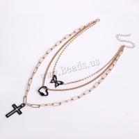 Multi Layer Necklace Zinc Alloy Cross plated three layers & fashion jewelry & for woman Sold By PC