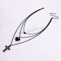 Multi Layer Necklace Zinc Alloy plated three layers & fashion jewelry & for woman black Sold By PC