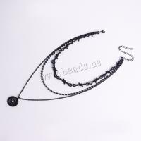 Multi Layer Necklace Zinc Alloy Round plated three layers & fashion jewelry & for woman & with rhinestone Sold By PC