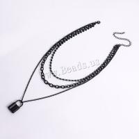 Multi Layer Necklace Zinc Alloy Lock plated three layers & fashion jewelry & for woman Sold By PC