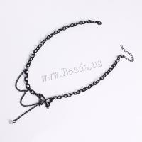Zinc Alloy Jewelry Necklace with Cubic Zirconia with 5cm extender chain Lock plated fashion jewelry & for woman black Length Approx 41 cm Sold By PC