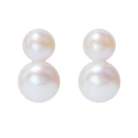 Boucles d'oreilles en perles d'eau douce, perle d'eau douce cultivée, bijoux de mode & pour femme, blanc, 15x8mm, Vendu par paire