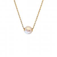 perles Akoya cultivées collier, avec laiton, Plaqué or 18K, bijoux de mode & pour femme, 7.5-8mm, Longueur Environ 45 cm, Vendu par PC