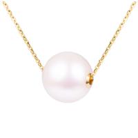 Freshwater Pearl Brass Necklace with 925 Sterling Silver 18K gold plated fashion jewelry & for woman white 10-11mm Length Approx 45 cm Sold By PC