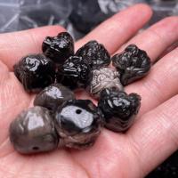 Grânulos de gemstone jóias, Prata+Obsidiana, Leão, esculpidas, DIY, 16-18mm, vendido por PC
