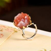 Anel de dedo de ágata, Ágata Yanyuan, with cobre, joias de moda & para mulher, 21x36mm, vendido por PC