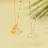 Natural Jade Pendants Hetian Jade with Brass Rabbit fashion jewelry & without cord & for woman Sold By PC