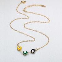 Evil Eye Jewelry Necklace, Titanium Steel, fashion jewelry & for woman, golden, Length:Approx 45-50 cm, Sold By PC