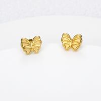 Titanium Steel  Earring, Butterfly, Vacuum Ion Plating, fashion jewelry & for woman, golden, 14x9mm, Sold By Pair