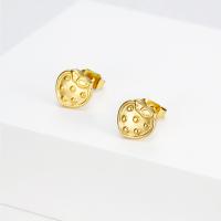 Titanium Steel  Earring Strawberry Vacuum Ion Plating fashion jewelry & for woman golden Sold By Pair