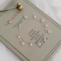 Fashion Jewelry Anklet, Freshwater Pearl, with Brass, Adjustable & for woman, white, 3-4mm, Length:Approx 23-25 cm, Sold By PC