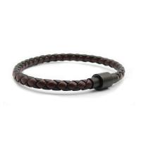Stainless Steel Jewelry Bracelet 304 Stainless Steel with leather cord fashion jewelry & Unisex coffee color Length Approx 18 cm Sold By PC