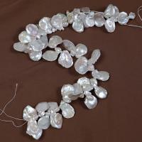 Naturales agua dulce perlas sueltas, Perlas cultivadas de agua dulce, Bricolaje, Blanco, 14-15mm, aproximado 40PCs/Sarta, Vendido por Sarta