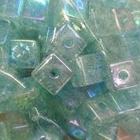 Plated Acrylic Beads,  Square, colorful plated, DIY, more colors for choice, 14mm, Approx 100PCs/Bag, Sold By Bag