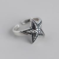 925 Sterling Silver Finger Rings, Star, Antique finish, fashion jewelry & Unisex, nickel, lead & cadmium free, 17.3mm, Sold By PC
