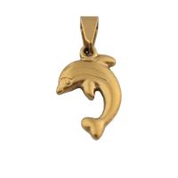 Stainless Steel Animal Pendants 304 Stainless Steel Dolphin Vacuum Ion Plating fashion jewelry & for woman golden Approx 4mm Sold By PC