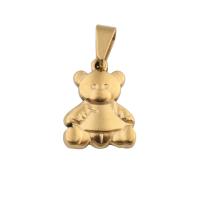 Stainless Steel Animal Pendants, 304 Stainless Steel, Bear, Vacuum Ion Plating, fashion jewelry & for woman, golden, 18x14x3mm, Hole:Approx 4mm, Sold By PC