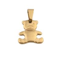 Stainless Steel Animal Pendants, 304 Stainless Steel, Bear, Vacuum Ion Plating, fashion jewelry & for woman, golden, 20x19x2mm, Hole:Approx 4mm, Sold By PC