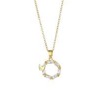 Stainless Steel Jewelry Necklace, 304 Stainless Steel, with 1.97inch extender chain, Vacuum Plating, fashion jewelry & micro pave cubic zirconia & for woman, golden, 21x16mm, Sold Per Approx 15.75 Inch Strand