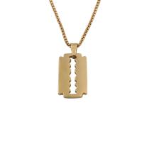 Stainless Steel Jewelry Necklace, 304 Stainless Steel, Razor Blade, Vacuum Ion Plating, fashion jewelry & for woman, golden, 20.50x11.50x1.50mm, Length:Approx 21.26 Inch, Sold By PC