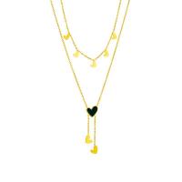Titanium Steel Necklace, with 2.56inch extender chain, Heart, plated, Double Layer & for woman & enamel, golden, 13x13mm, Sold Per Approx 15.35 Inch, Approx 16.93 Inch Strand