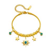Titanium Steel Bracelet & Bangle, with turquoise, with 1.97inch extender chain, 18K gold plated, fashion jewelry & for woman, golden, 18x16mm, Sold Per Approx 6.3 Inch Strand