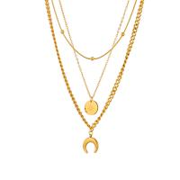 Титановые стали ожерелье, титан, Другое покрытие, три слоя & ювелирные изделия моды & Женский, Золотой, продается Strand