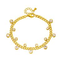 Bracelet d'acier titane, avec 1.57inch chaînes de rallonge, Placage, bijoux de mode & pour femme & avec strass, doré, Vendu par Environ 5.9 pouce brin
