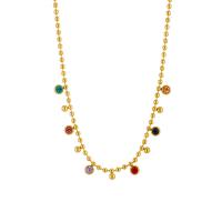Titanstahl Halskette, mit Verlängerungskettchen von 1.97inch, 18K vergoldet, Modeschmuck & für Frau & mit Strass, goldfarben, 6x6mm, verkauft per ca. 15.35 ZollInch Strang