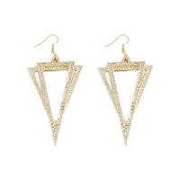 Tibetan Style Drop Earrings, Triangle, gold color plated, fashion jewelry & for woman, golden, nickel, lead & cadmium free, 43x90mm, Sold By Pair