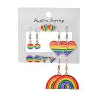 Zinc Alloy Drop Earrings 6 pieces & for woman & enamel rainbow colors nickel lead & cadmium free Sold By Set