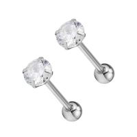 Stainless Steel Tongue Ring 304 Stainless Steel with Cubic Zirconia fashion jewelry & Unisex original color Sold By PC