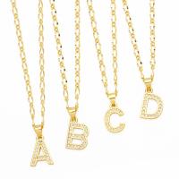 Cubic Zircon Micro Pave Brass Necklace, with 5cm extender chain, Alphabet Letter, plated, fashion jewelry & different designs for choice & micro pave cubic zirconia, golden, nickel, lead & cadmium free, Length:45 cm, Sold By PC