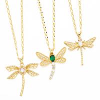 Cubic Zircon Micro Pave Brass Necklace, with 5cm extender chain, Dragonfly, plated, fashion jewelry & different designs for choice & micro pave cubic zirconia, more colors for choice, nickel, lead & cadmium free, Length:45 cm, Sold By PC