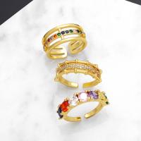 Krychlový Circonia Micro vydláždit mosazný prsten, Mosaz, módní šperky & různé designy pro výběr & micro vydláždit kubické zirkony, více barev na výběr, nikl, olovo a kadmium zdarma, Vnitřní průměr:Cca 17mm, Prodáno By PC