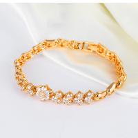 Brass Bracelet & Bangle with Cubic Zirconia fashion jewelry & for woman gold nickel lead & cadmium free Length Approx 175 mm Sold By PC