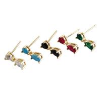 925 Sterling Silver Stud Earrings, plated, micro pave cubic zirconia & for woman, more colors for choice, Sold By Pair