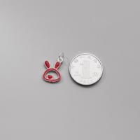 925 Sterling Silver Pendant, Rabbit, plated, DIY & epoxy gel, red, 15x10.50x2mm, Sold By PC