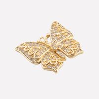 Cubic Zirconia Micro Pave Brass Pendant, Butterfly, high quality plated, DIY & micro pave cubic zirconia, gold, 23x26x4mm, Hole:Approx 2mm, Sold By PC
