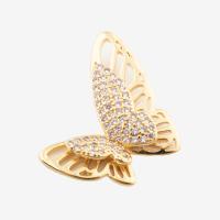 Cubic Zirconia Micro Pave Brass Beads Butterfly high quality plated DIY & micro pave cubic zirconia gold Approx 2mm Sold By PC