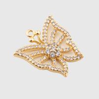 Cubic Zirconia Micro Pave Brass Pendant, Butterfly, high quality plated, DIY & micro pave cubic zirconia, gold, 22x21x4mm, Hole:Approx 1.5mm, Sold By PC