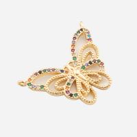 Cubic Zirconia Micro Pave Brass Connector Butterfly high quality plated DIY & micro pave cubic zirconia gold Approx 1mm Sold By PC