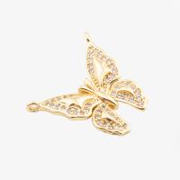 Cubic Zirconia Micro Pave Brass Connector Butterfly high quality plated DIY & micro pave cubic zirconia gold Approx 1.5mm Sold By PC