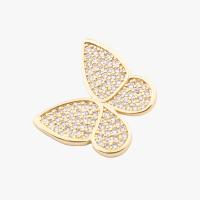 Cubic Zirconia Micro Pave Brass Pendant, Butterfly, high quality plated, DIY & micro pave cubic zirconia, gold, 17.50x20x5.50mm, Hole:Approx 3mm, Sold By PC