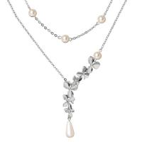 Zinc Alloy Jewelry Necklace with Plastic Pearl fashion jewelry & for woman nickel lead & cadmium free 35cm 45cm Sold By PC
