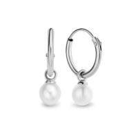 Asymmetric Earrings, 925 Sterling Silver, with Plastic Pearl, fashion jewelry & for woman, more colors for choice, nickel, lead & cadmium free, Sold By Pair