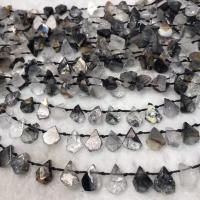 Natürlicher Citrin Perlen, Schwarzer Rutilquarz, Tropfen, poliert, Folk-Stil & DIY, 9x13mm, verkauft per ca. 38-40 cm Strang