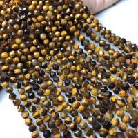 Tiger Eye Beads, poleret, folk stil & du kan DIY, gul, 6mm, Solgt Per Ca. 38-40 cm Strand